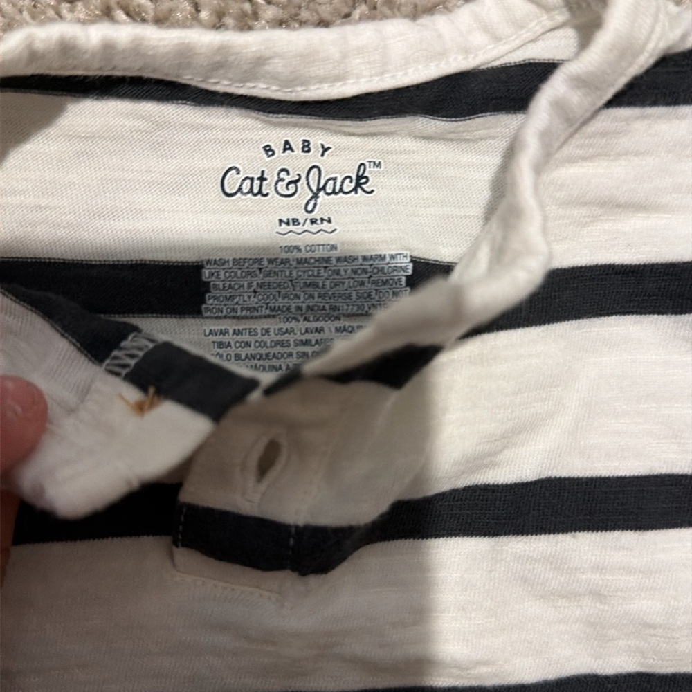 Cat & Jack Navy and White Striped Baby Shirt - Picture 2 of 2